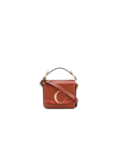 Shop Chloé C Mini Leather Bag In Brown