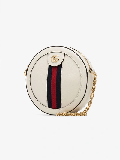 Shop Gucci Ophidia Mini Leather Shoulder Bag In White