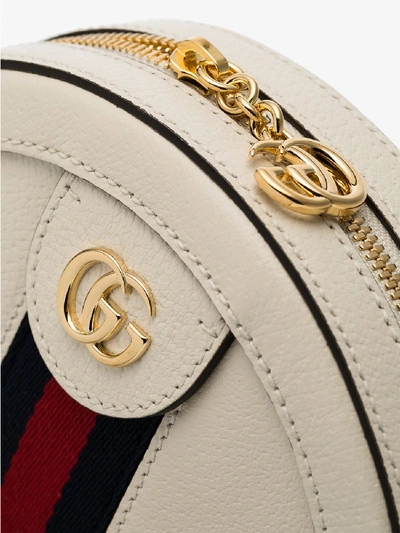 Shop Gucci Ophidia Mini Leather Shoulder Bag In White