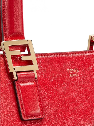 Shop Fendi Ff Small Leather Tote Bag In Red