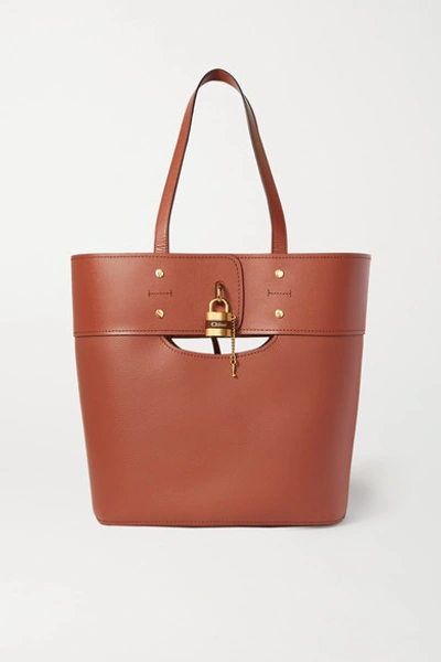 Shop Chloé Aby Medium Smooth And Textured-leather Tote In Brown