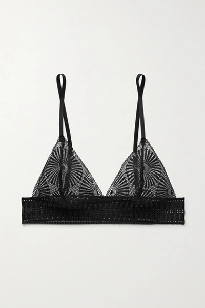 Shop Kiki De Montparnasse Sundial Stretch-lace Soft-cup Bra In Black