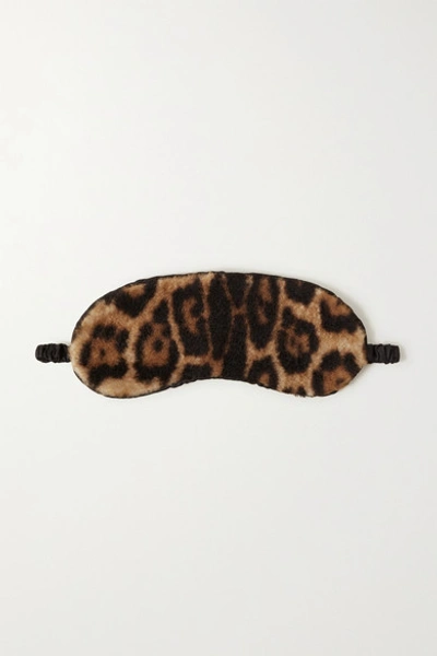 Shop Yves Salomon Leopard-print Shearling Eye Mask In Leopard Print