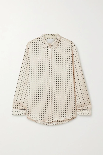 Shop Asceno + Net Sustain London Printed Washed-silk Shirt In Beige