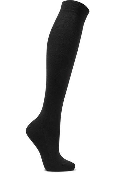 Shop Falke Metallic Knitted Socks In Black