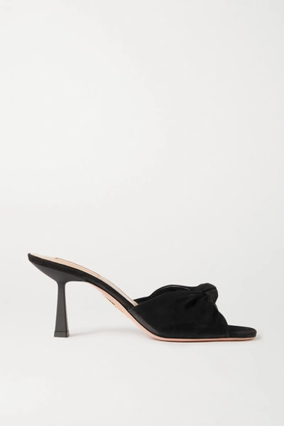 Shop Aquazzura Pasha 75 Suede Mules In Black