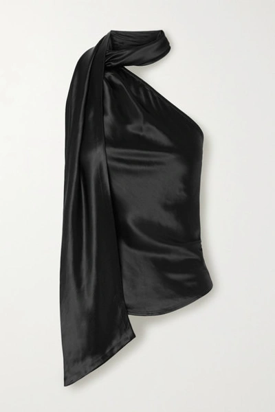 Shop The Range Convertible One-shoulder Satin Top In Black