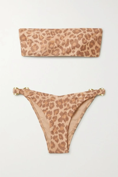 Shop Zimmermann Kirra Leopard-print Bandeau Bikini In Leopard Print