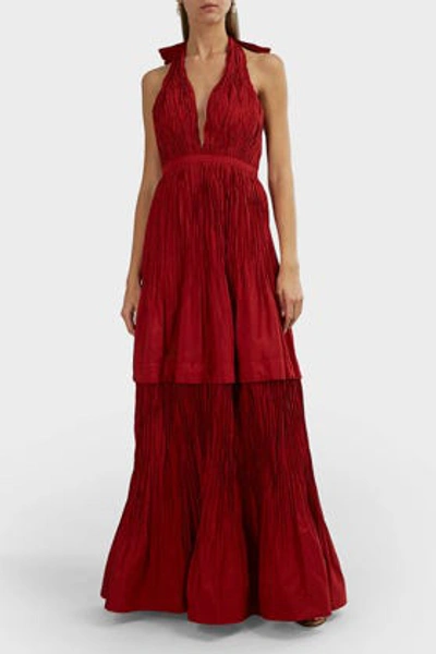 Shop Alexis Tressa Fit-and-flare Gown In Burgundy