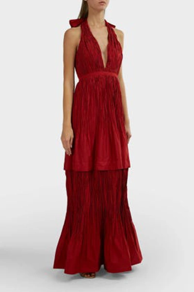 Shop Alexis Tressa Fit-and-flare Gown In Burgundy