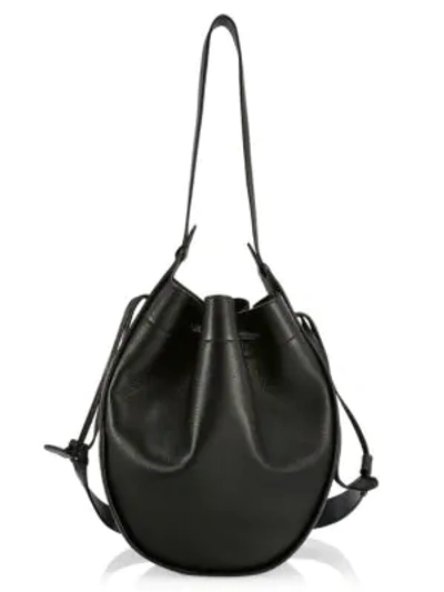 Shop The Row Xl Drawstring Leather Hobo Pouch In Black