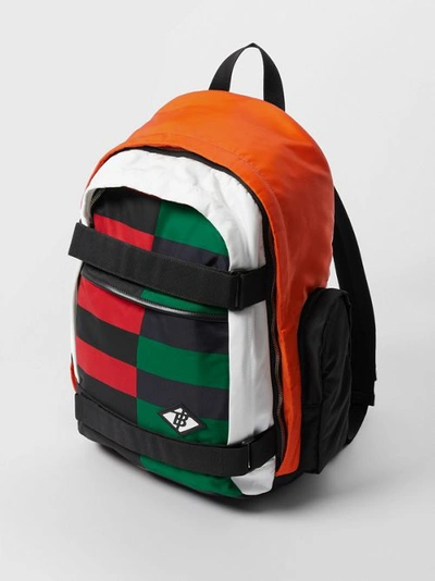 Shop Burberry Large Colour Block Econyl® Nevis Backpack In Military Red/green