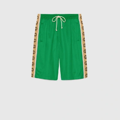 Shop Gucci Technical Jersey Shorts In Green