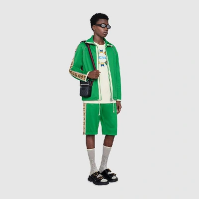 Shop Gucci Technical Jersey Shorts In Green