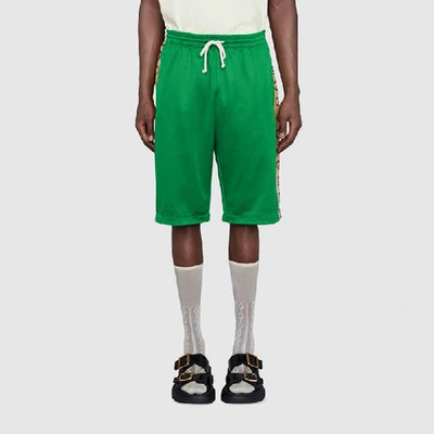 Shop Gucci Technical Jersey Shorts In Green