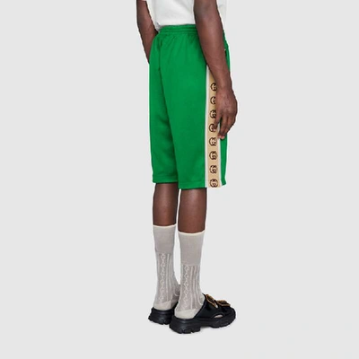 Shop Gucci Technical Jersey Shorts In Green