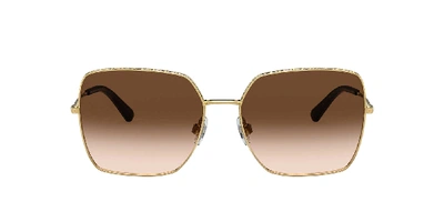 Dolce & Gabbana Dg2242 Square-frame Metal Sunglasses In Brown Gradient Dark Brown