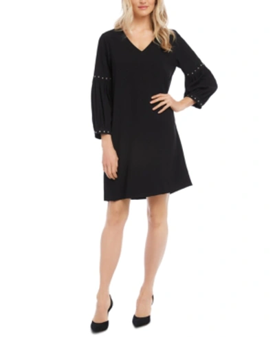 Shop Karen Kane Studded-sleeve Shift Dress In Black
