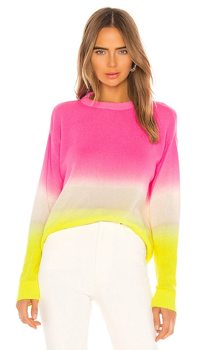 Shop Alice And Olivia Alice + Olivia Gleeson Cashmere Blend Dip Dye Long Sleeve Pullover In Pink. In Neon Pink & White & Neon Yellow