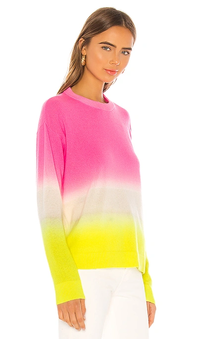 Shop Alice And Olivia Alice + Olivia Gleeson Cashmere Blend Dip Dye Long Sleeve Pullover In Pink. In Neon Pink & White & Neon Yellow