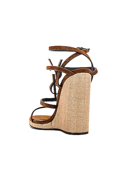 Shop Saint Laurent Cassandra Wedges In Land