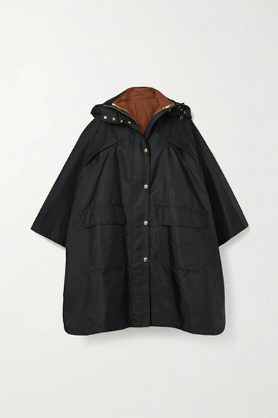 Shop Burberry Oversized Hooded Shell Poncho In Black