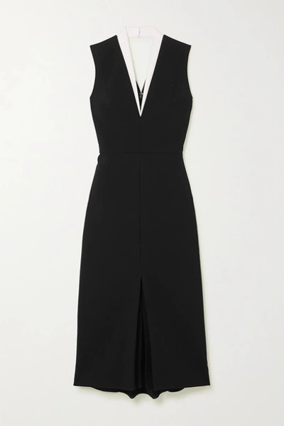 Shop Victoria Beckham Cutout Two-tone Crepe Dress In Black