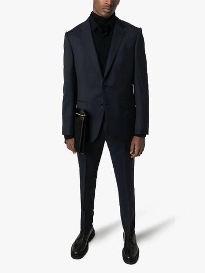 Shop Ermenegildo Zegna Blue Micro Check 2-piece Tailored Suit