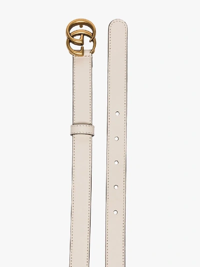 Shop Gucci White Gg Marmont Leather Belt