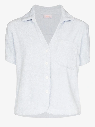 Shop Terry Towelling Cruise Cotton Shirt In Blue