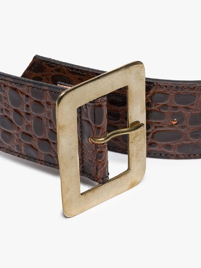 Shop Black & Brown Womens Brown Maria Mock-croc Leather Belt