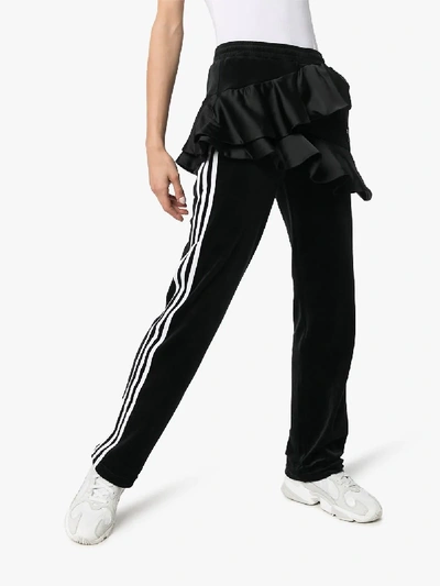 Shop Adidas X Jkoo Adidas X J Koo J-koo Satin Ruffle Velvet Sweatpants In Black