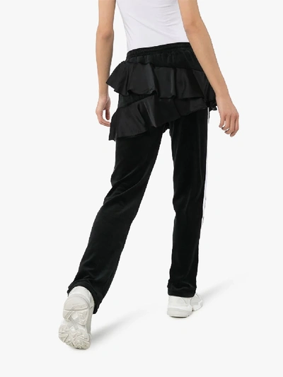 Shop Adidas X Jkoo Adidas X J Koo J-koo Satin Ruffle Velvet Sweatpants In Black