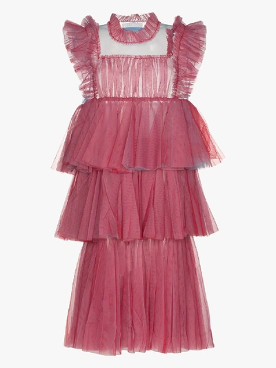 Shop Viktor & Rolf Less Is More Tiered Tulle Dress In Pink