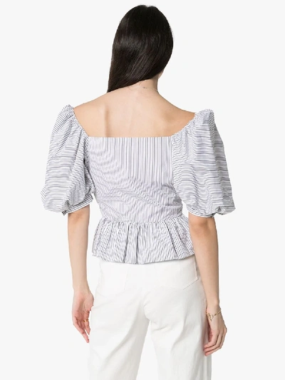 Shop Brøgger Daisy Pinstripe Peplum Top In White