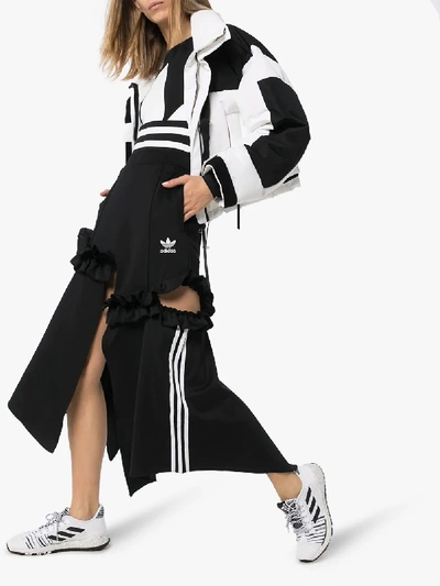 Shop Adidas X Jkoo Adidas X J Koo 3-stripe Ruffled Midi Skirt In Black