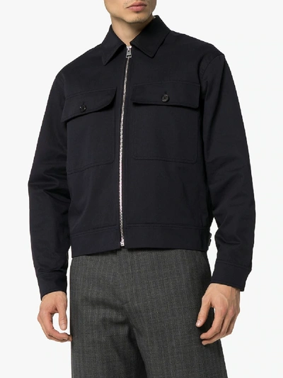 Jw Anderson Zip-front Bomber Jacket In Blue | ModeSens