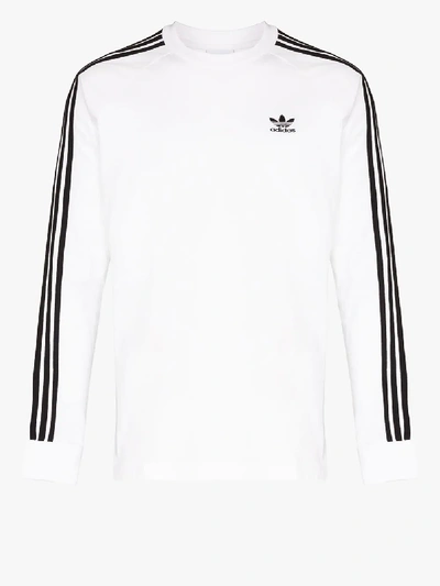 Shop Adidas Originals 3-stripe Long Sleeve T-shirt In White