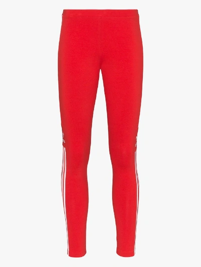 Shop Adidas Originals Adidas Trefoil Logo Stretch Cotton Leggings In Red