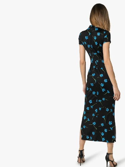 Shop Marcia Floral Cocktail Midi Dress In Black