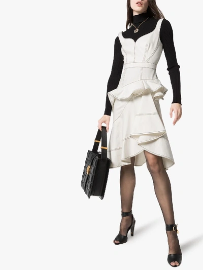 Shop Alexander Mcqueen Ruffled Asymmetric Cotton Dress In White