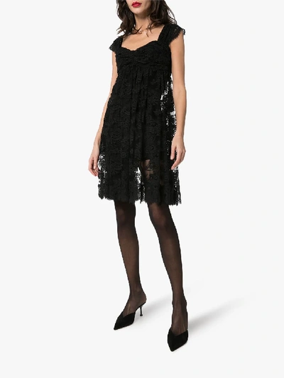 Shop Dolce & Gabbana Lined Lace Dress In Black