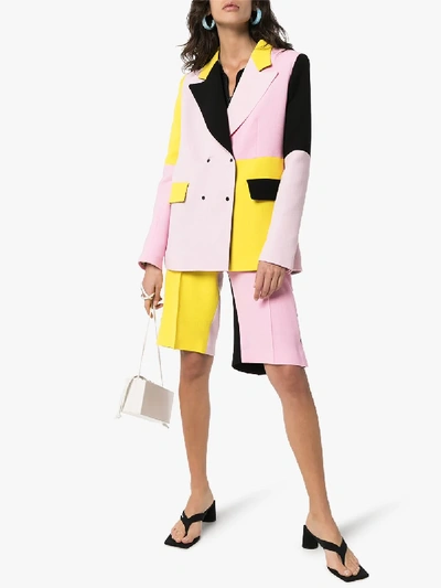 Shop Brøgger Gurli Colour Block Wool Blazer In Pink