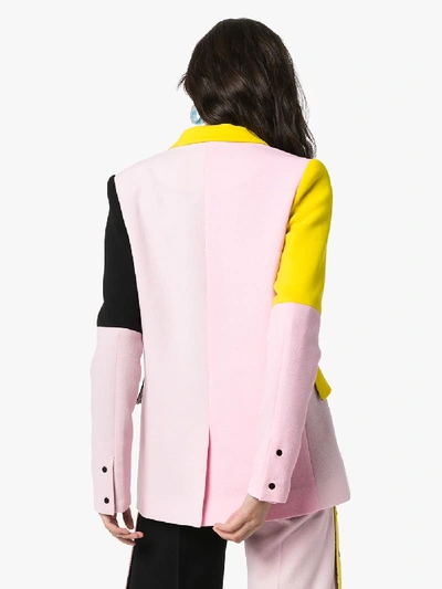 Shop Brøgger Gurli Colour Block Wool Blazer In Pink