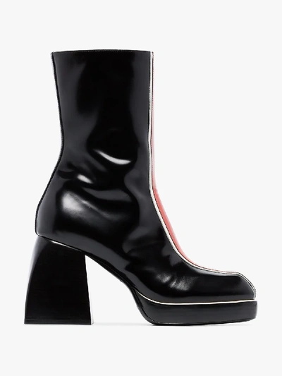 Shop Nodaleto Black And Brown Bulla Corta 85 Patent Leather Boots
