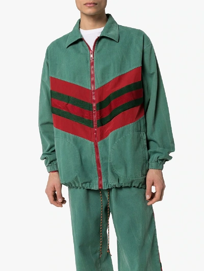 Shop Gucci Chevron Cotton Track Jacket In Green
