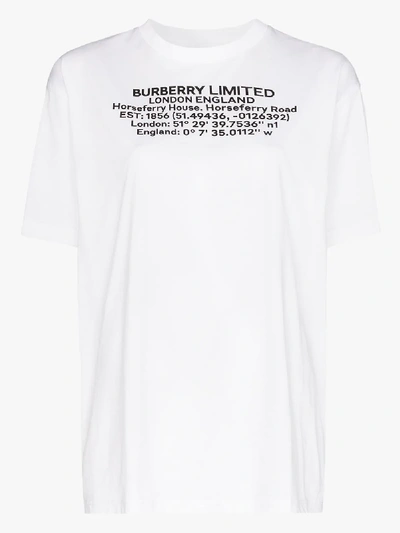Shop Burberry Carrick Logo Cotton T-shirt In White