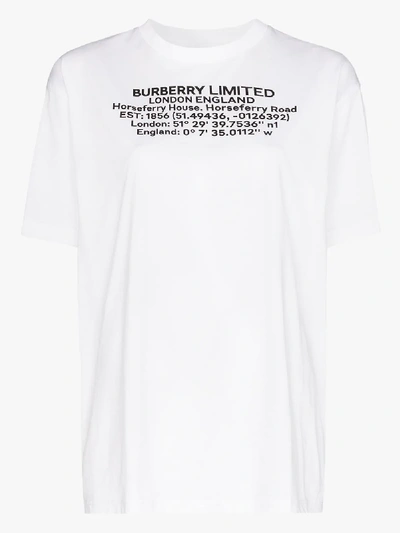 Burberry Carrick Address Logo Print T-shirt In White