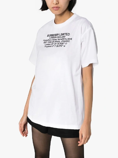 Burberry Carrick Address Logo Print T-shirt In White