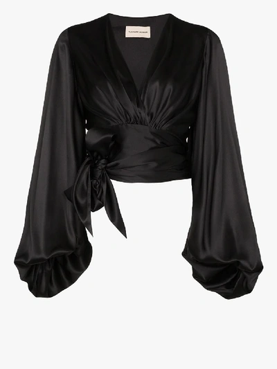 Shop Alexandre Vauthier Balloon Sleeve Silk Blouse In Black